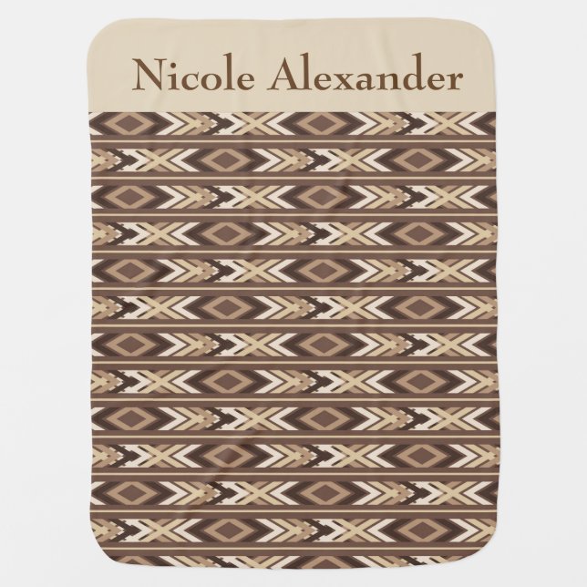 Native American Tribal Brown Swaddle Blanket (Front)