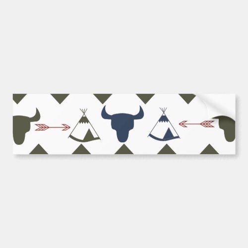 Native American Tribal Chevron Skulls Tipi Arrows Bumper Sticker