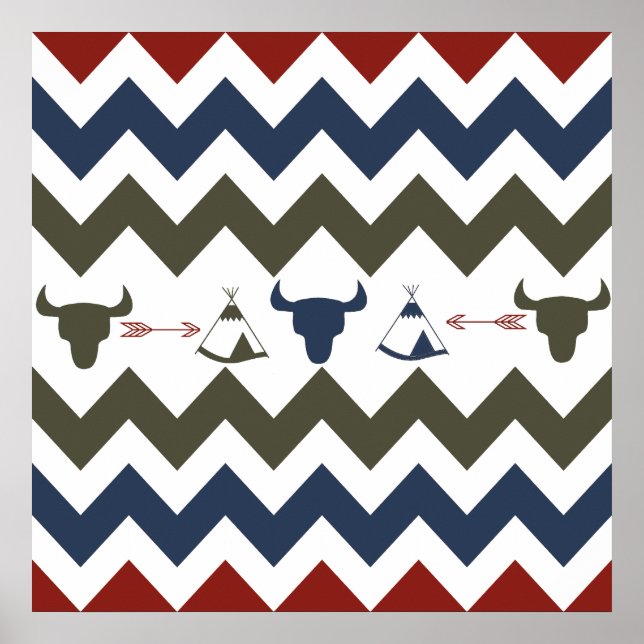 Native American Tribal Chevron Skulls Tipi Arrows Poster (Front)