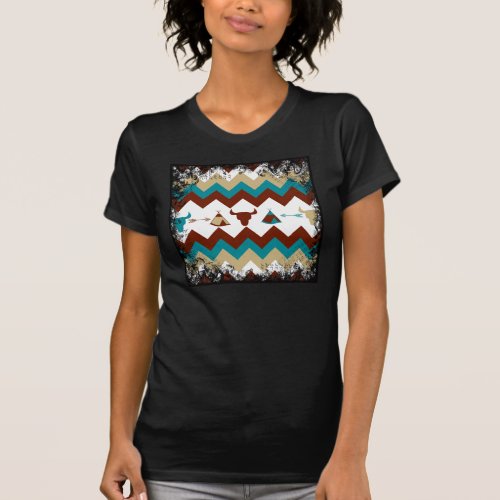 Native American Tribal Chevron Skulls Tipi Arrows T_Shirt