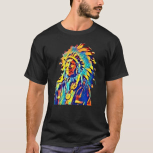 Native American Tribal Chief Red Cloud Colorful T-Shirt