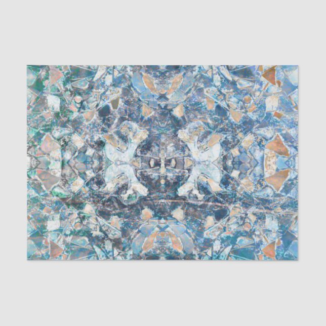 Native American Tribal Classic Blue Tan Design Tissue Paper (Front)
