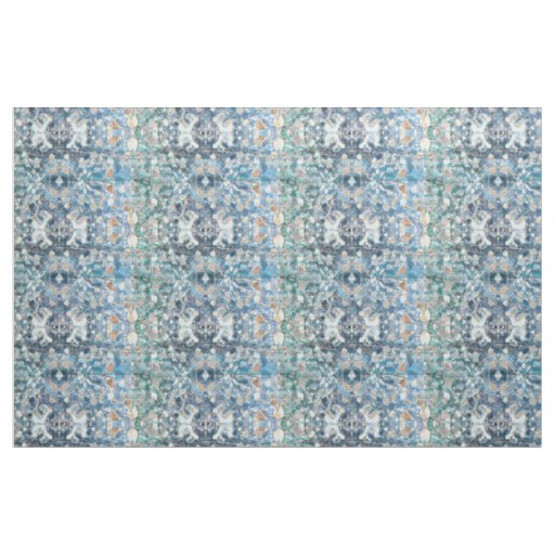Native American Tribal Classic Blue Tan Pattern Fabric