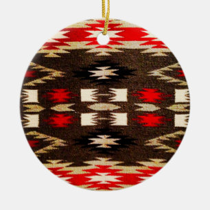 Native American Tribal Design Print Ceramic Ornament