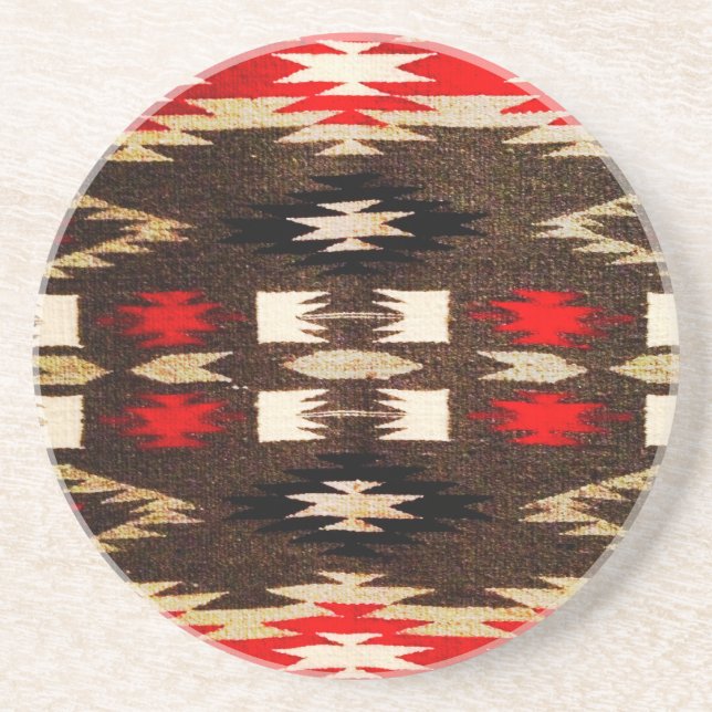 Native American Tribal Design Print Drink Coaster (Front)