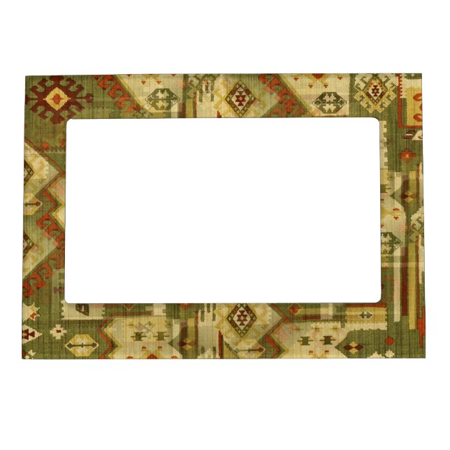 Native american tribal fabric I + your ideas Magnetic Photo Frame (Front)