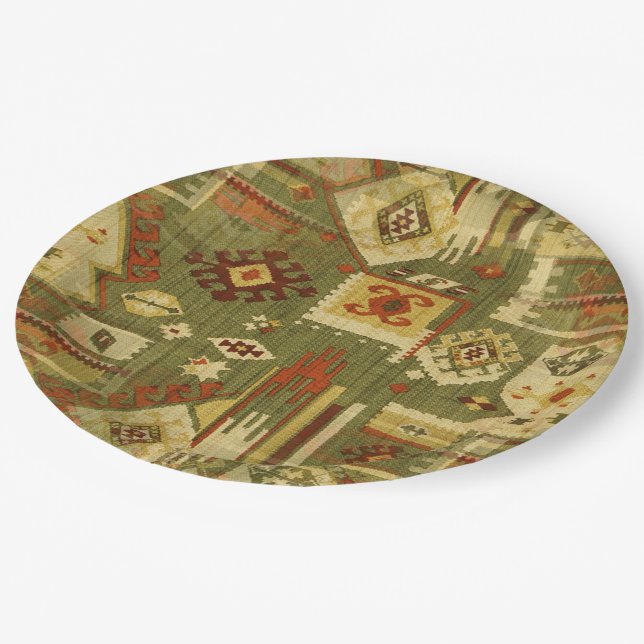Native american tribal fabric I + your ideas Paper Plates (Angled)