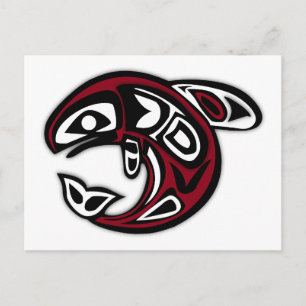Native American Tribal Fish Design Postcard