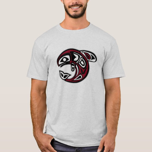 Native American Tribal Fish Design T-Shirt (Front)