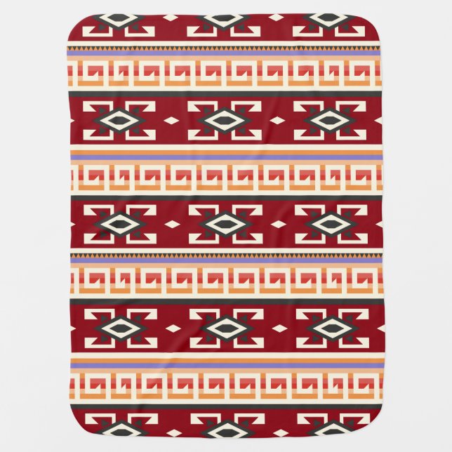 Native American Tribal Geometric Pattern Baby Blanket (Front)