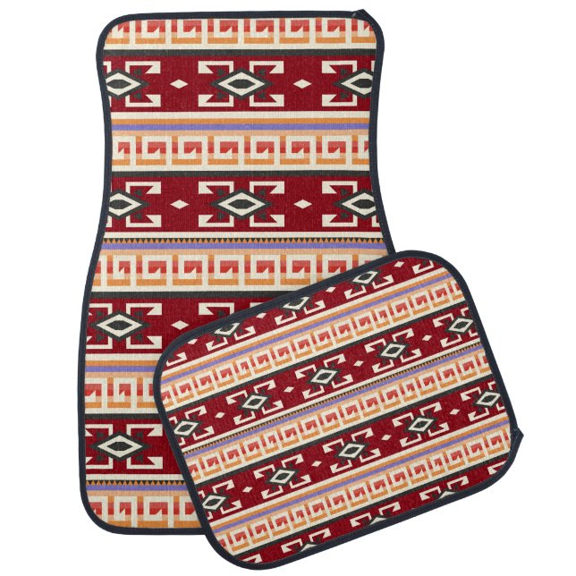 Native American Tribal Geometric Pattern Car Mat (Set)