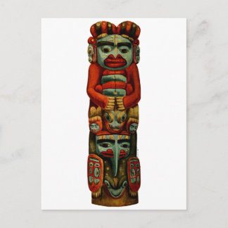 Native American Tribal Indian Totem Pole Spiritual Postcard
