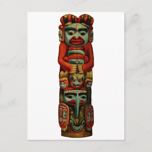 Native American Tribal Indian Totem Pole Spiritual Postcard