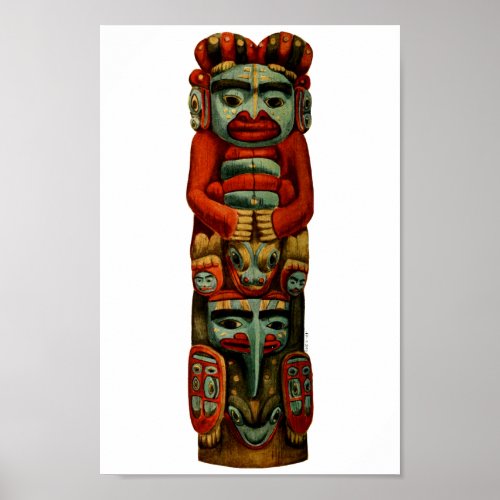 Native American Tribal Indian Totem Pole Spiritual Poster