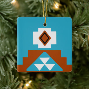 Native American Tribal Inspired Pattern Ceramic Ornament