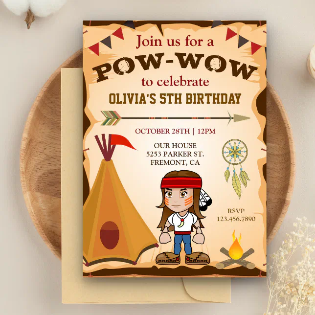 Native Program Invitation Native American Tribal Kids Birthday Party Invitation | Zazzle