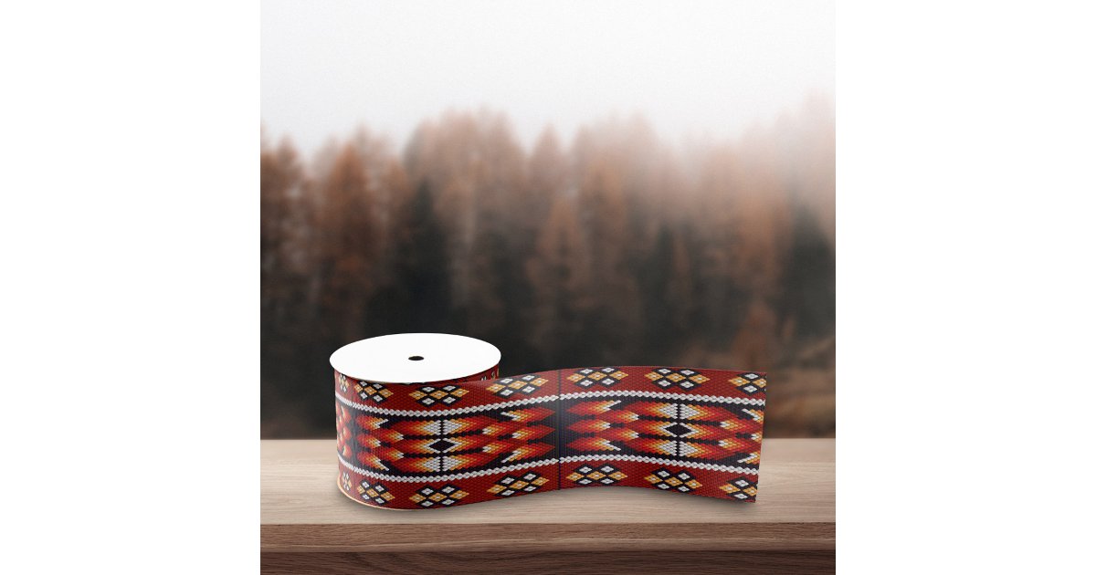 Trival Ribbon Native American Tribal Pattern Native Indian Grosgrain Ribbon | Zazzle