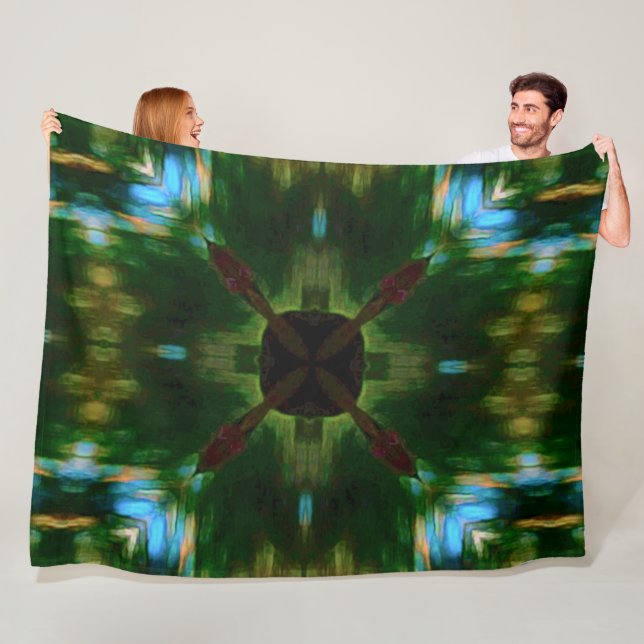 Native American Tribal Shield Mandala Quilt Fleece Blanket (In Situ)