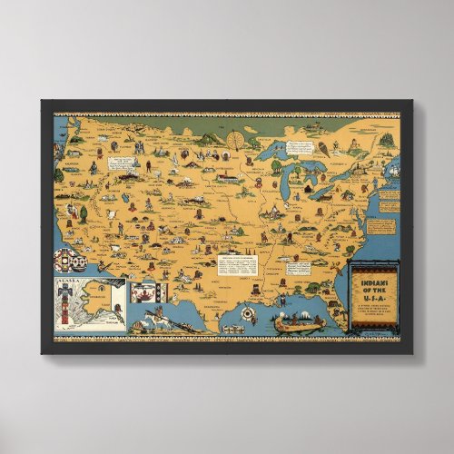 Native American Tribe Nation Map Framed Art