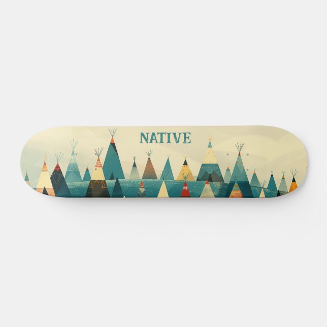 Native American Tribe Tents Skateboard (Horz)