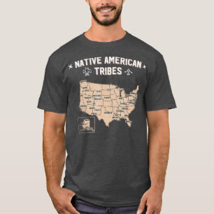 Native American Tribes Map US History Vintage T-Shirt