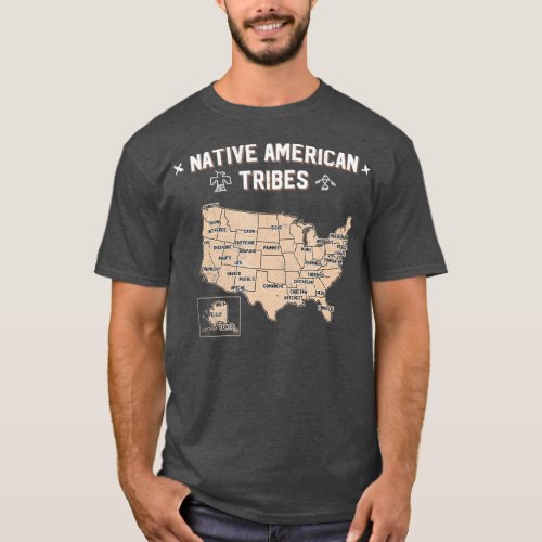Native American Tribes Map  US History Vintage T_Shirt
