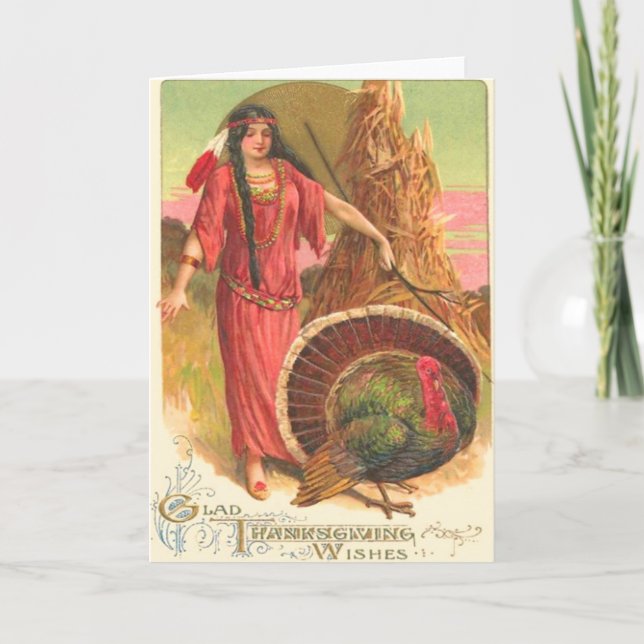 Native American & Turkey Holiday Card (Front)