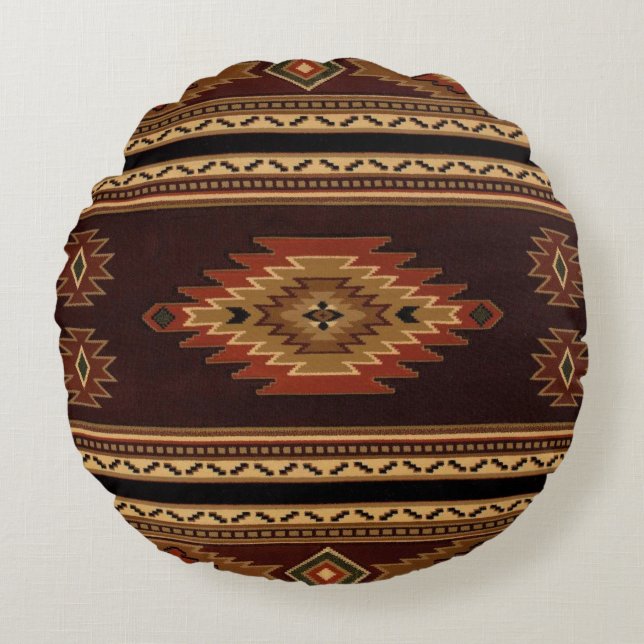 Native American United Weavers Round Pillow (Front)