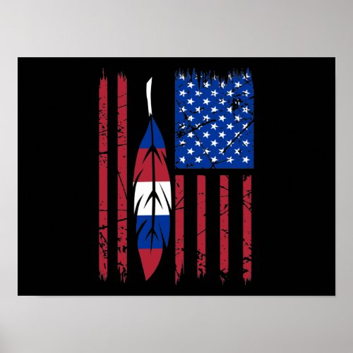 Native American USA Flag Pride Support Day Graphic Poster