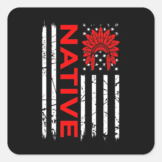 Native American USA Flag Pride Support Day Graphic Square Sticker | Zazzle