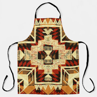 Native American, Vintage Hand-Drawn Abstract. Apron