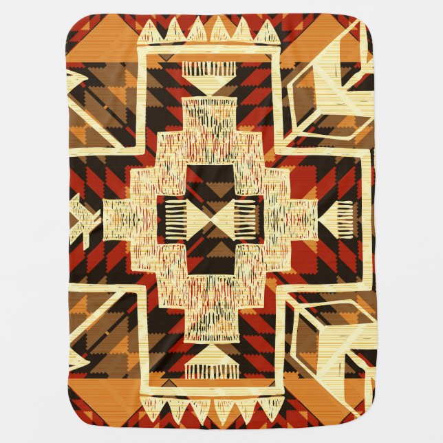 Native American, Vintage Hand-Drawn Abstract. Baby Blanket (Front)