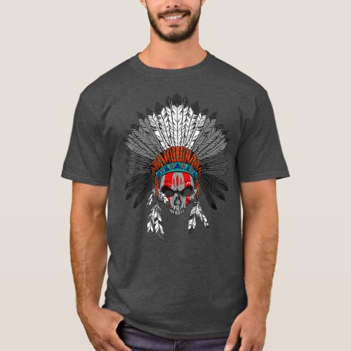 Native American War Paint Skull  Headdress T_Shirt