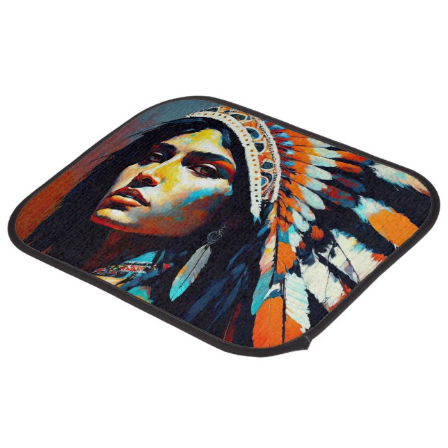 Native American Warrior Princess Car Floor Mat (Rear Angled)