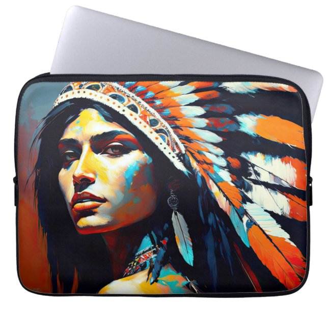 Native American Warrior Princess Laptop Sleeve (Front)