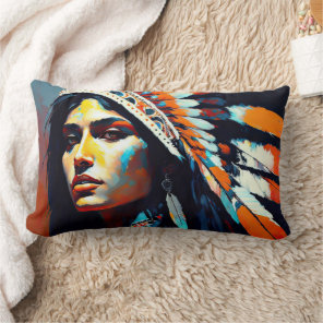 Native American Warrior Princess Lumbar Pillow