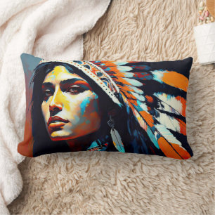 Native American Warrior Princess Lumbar Pillow