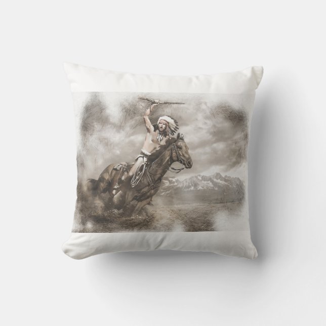 Native American Warrior Spirit   Throw Pillow (Front)