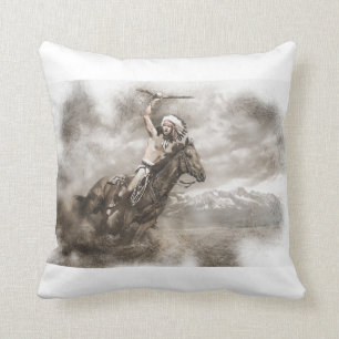 Native American Warrior Spirit Throw Pillow
