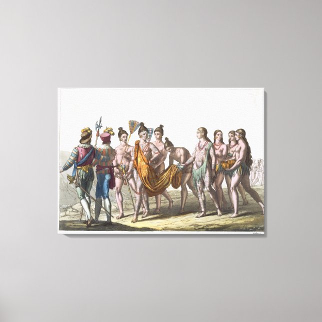 Native American Widows Approach their Chief for Pe Canvas Print (Front)