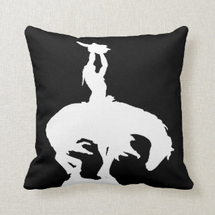 Native American with Buffalo Skull Throw Pillow