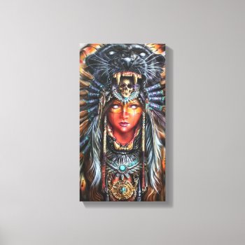 Native American With Jaguar Headdress Canvas Print by BizzleApparel at Zazzle