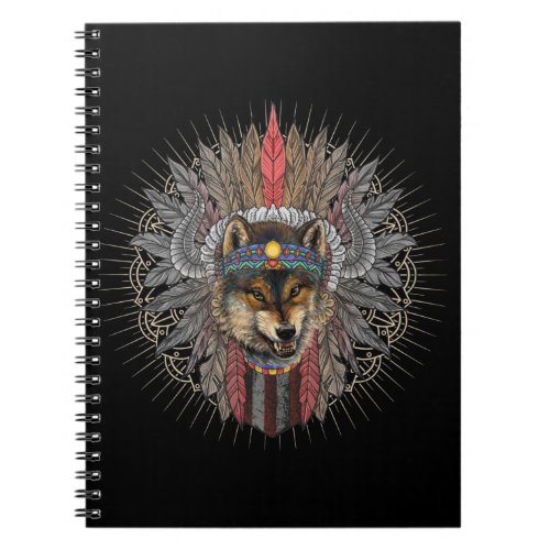 Native American Wolf Art Notebook