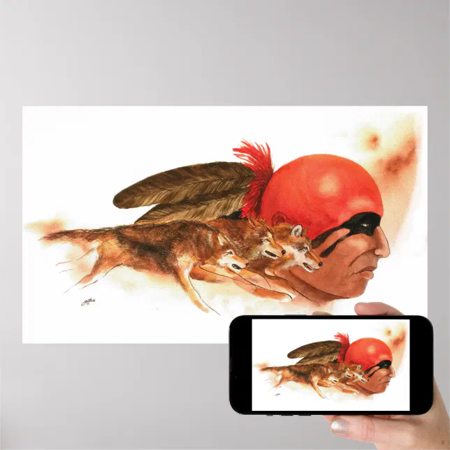 Native American Wolf Clan Cherokee Indian Warrior Poster | Zazzle