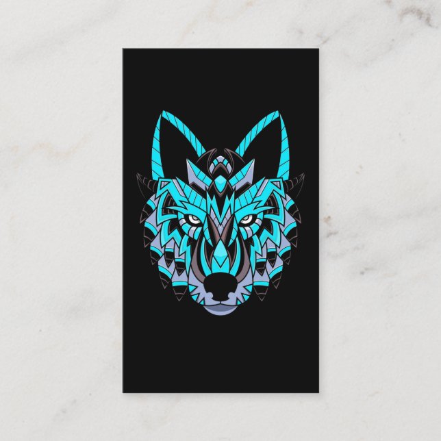Native American Wolf Forest Animal Business Card (Front)