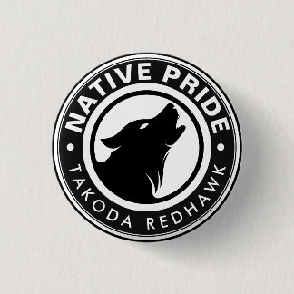 Native American Wolf Logo Personalized Name Button