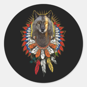 Native American Wolf Lovers Classic Round Sticker