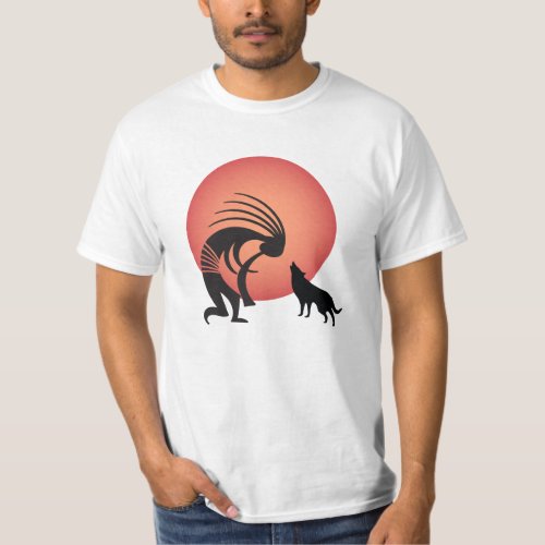 Native American Wolf Moon Kokopelli T_Shirt