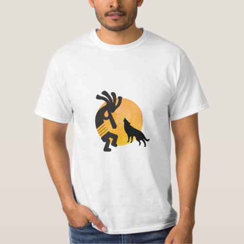 Native American Wolf Moon Kokopelli T_Shirt