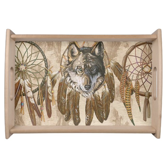 Native American Wolf Serving Tray (Front)